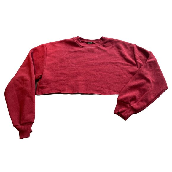 Wild Fable cropped fleece long sleeve crewneck Small deep red - Picture 1 of 4